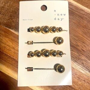 A new day hair clips Goldtone balls New hair accessory New with tag size OS